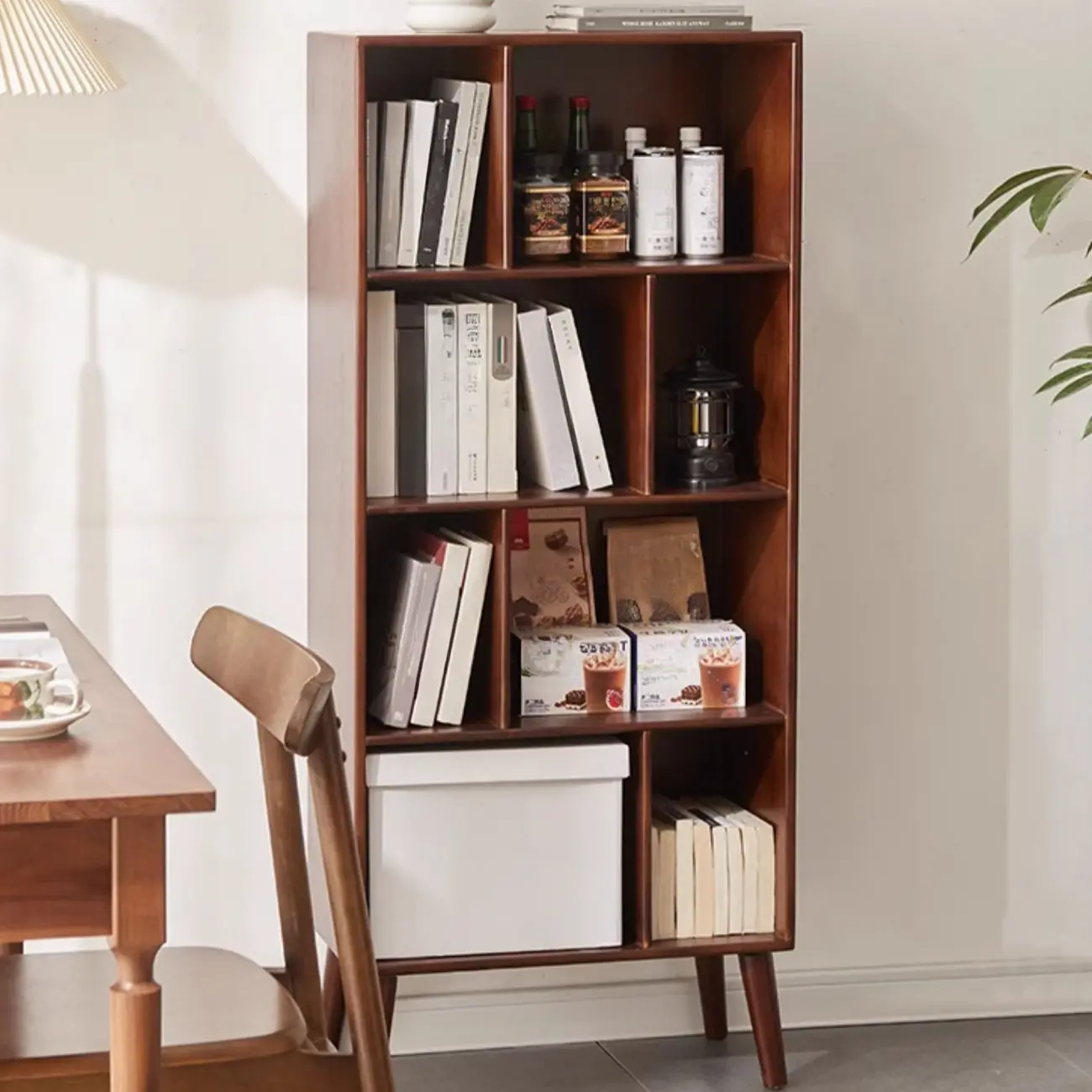 Contemporary Wood Brown Closed Back Vertical Bookcase Image - 8 | homeyfad