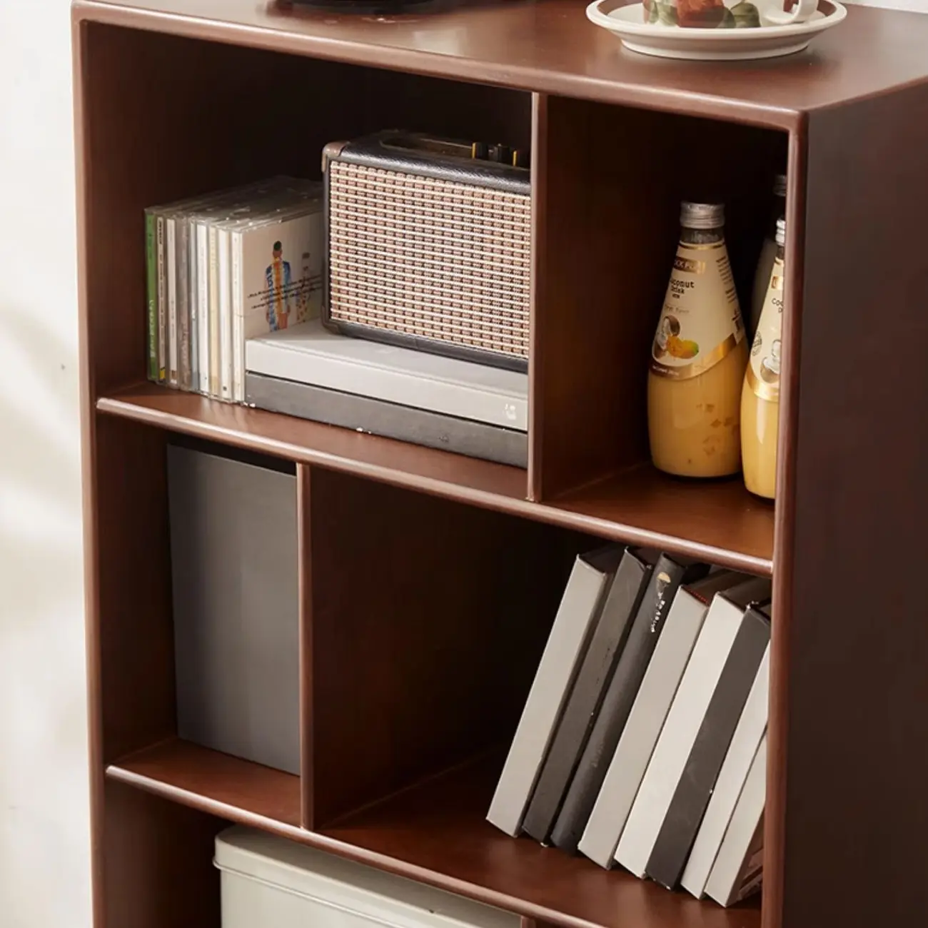 Contemporary Wood Brown Closed Back Vertical Bookcase Image - 12 | homeyfad
