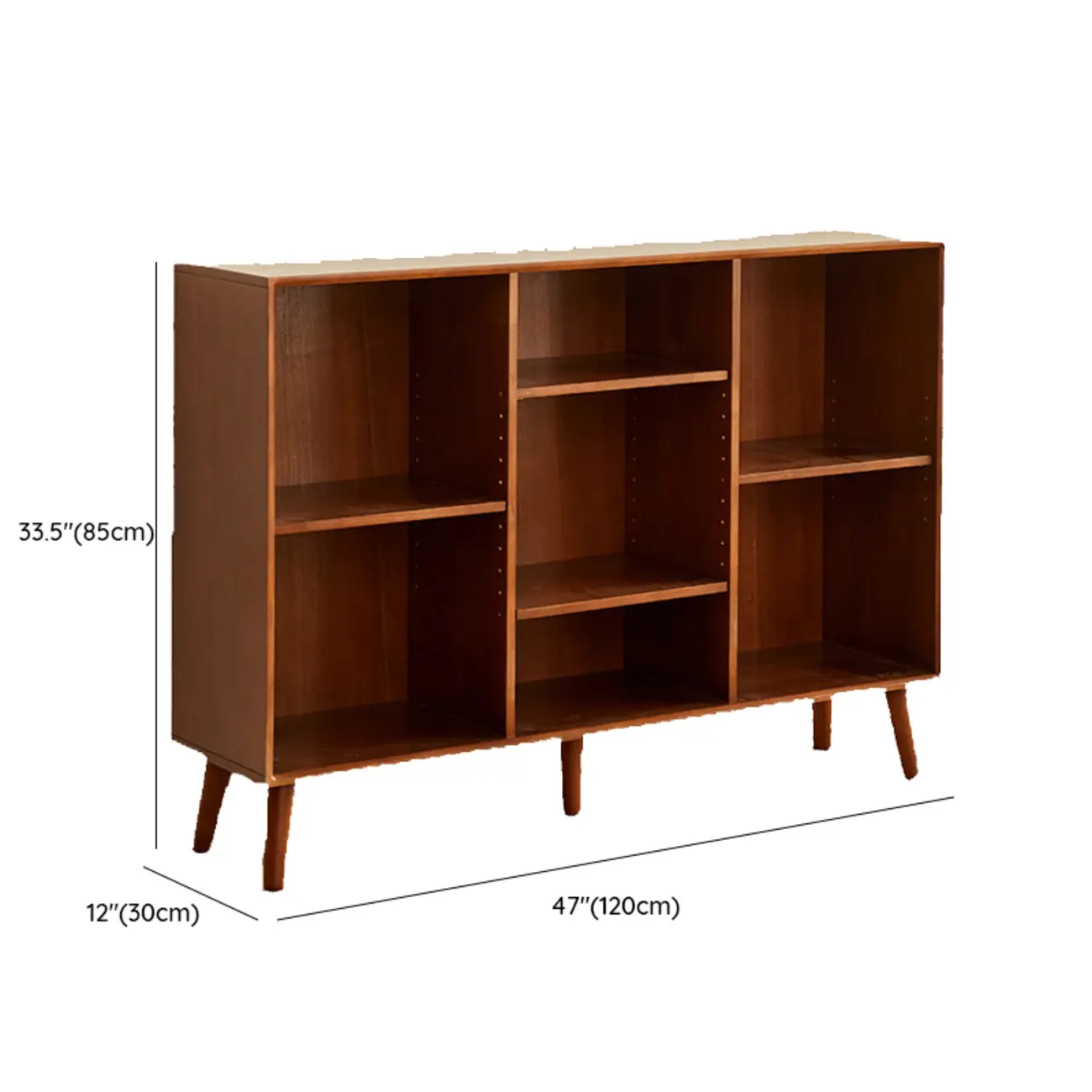Contemporary Wood Brown Closed Back Vertical Bookcase #size | homeyfad