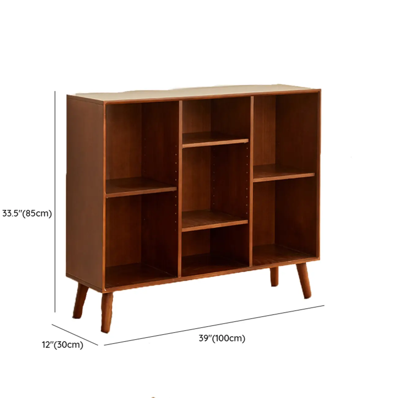 Contemporary Wood Brown Closed Back Vertical Bookcase Image - 15 | homeyfad
