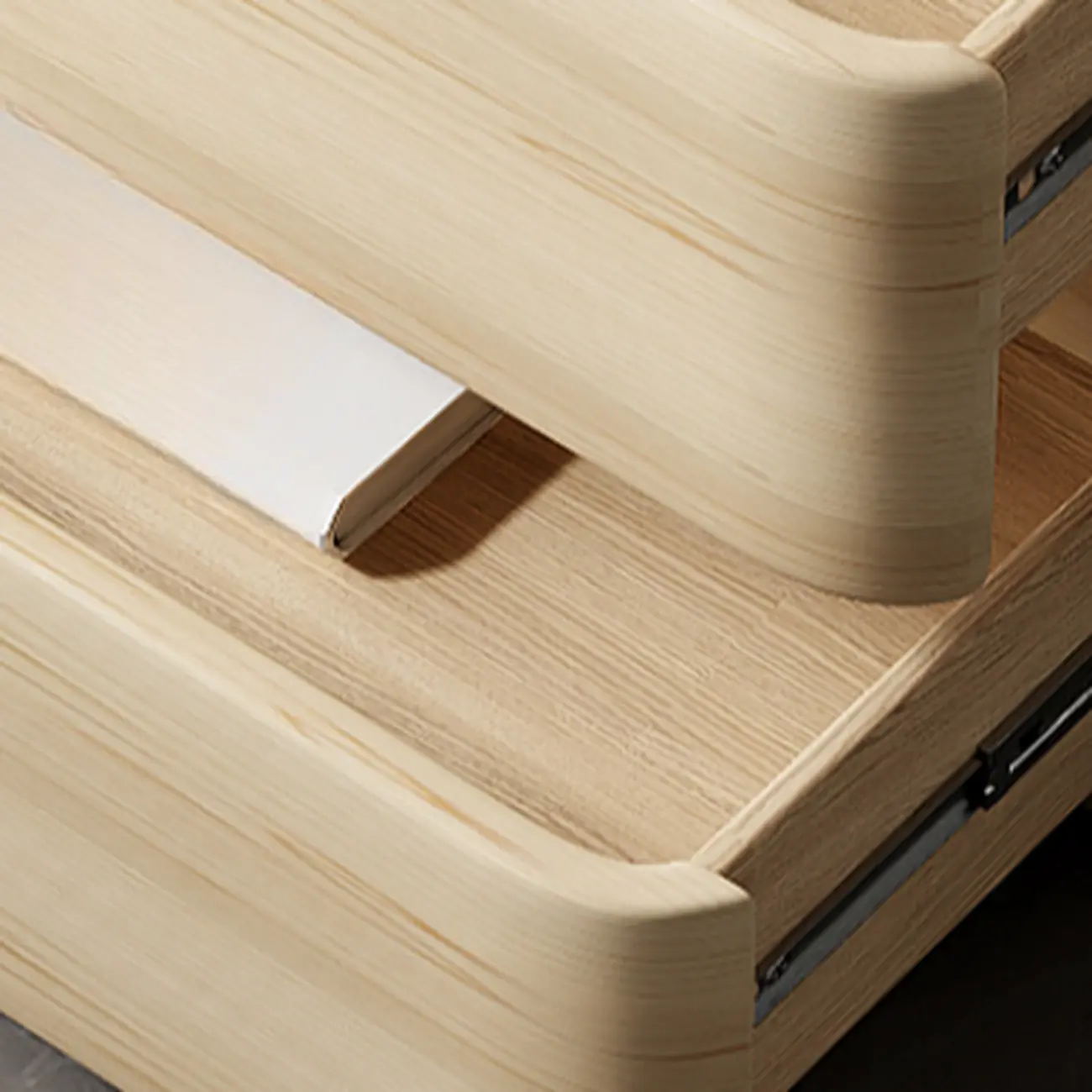 Modern Stone Top Wooden White Bedside Table 2 Drawers Image - 3 | homeyfad