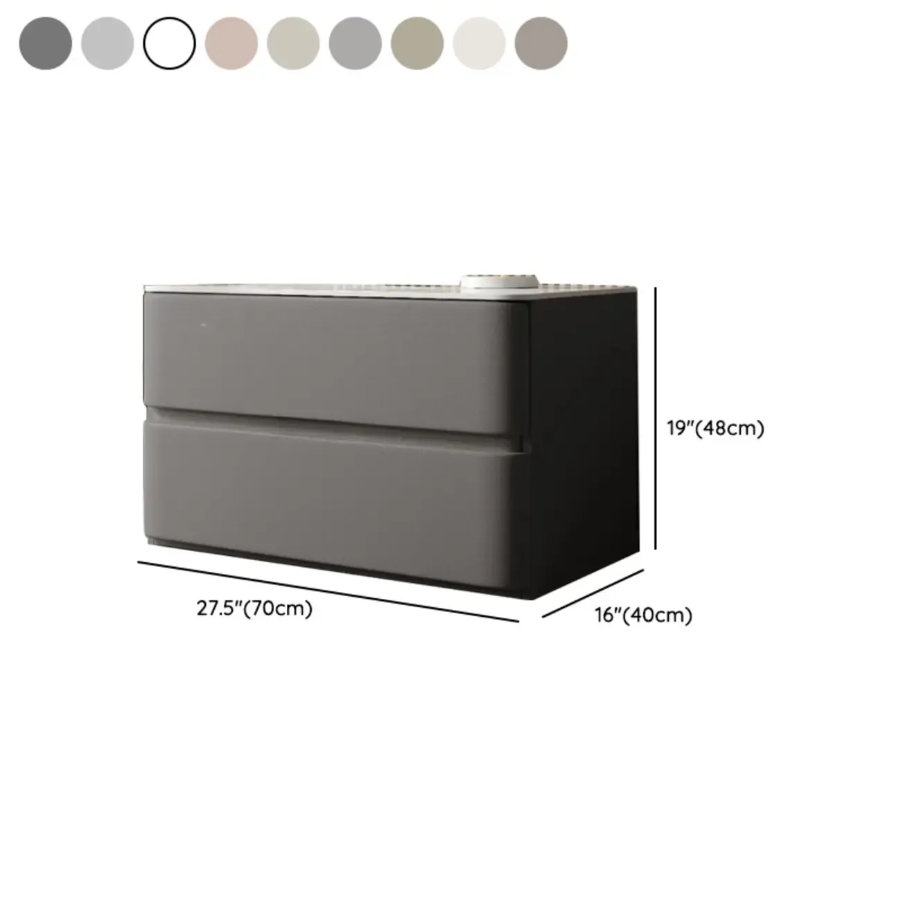 Modern Stone Top Wooden White Bedside Table 2 Drawers Image - 21