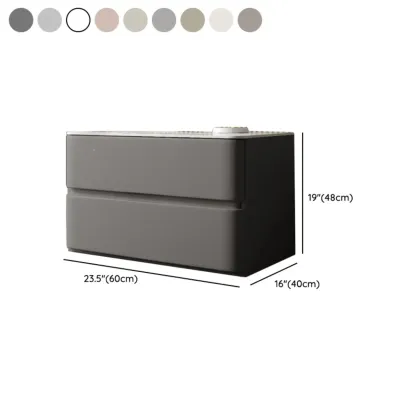 Modern Stone Top Wooden White Bedside Table 2 Drawers Image - 22