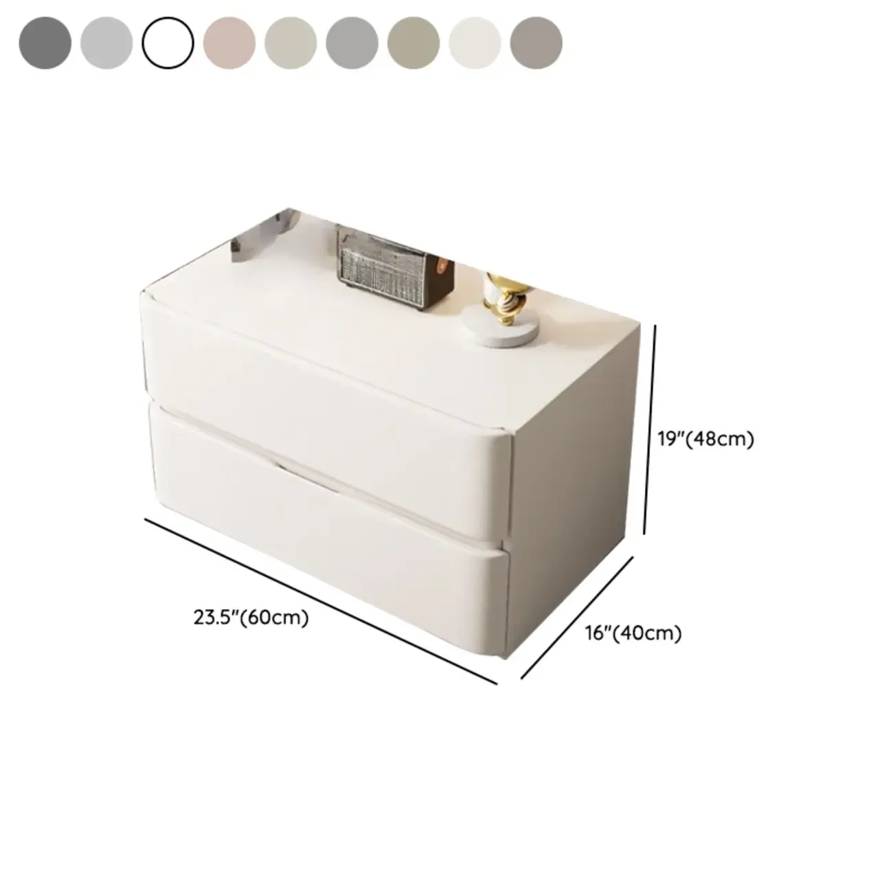 Modern Stone Top Wooden White Bedside Table 2 Drawers Image - 23