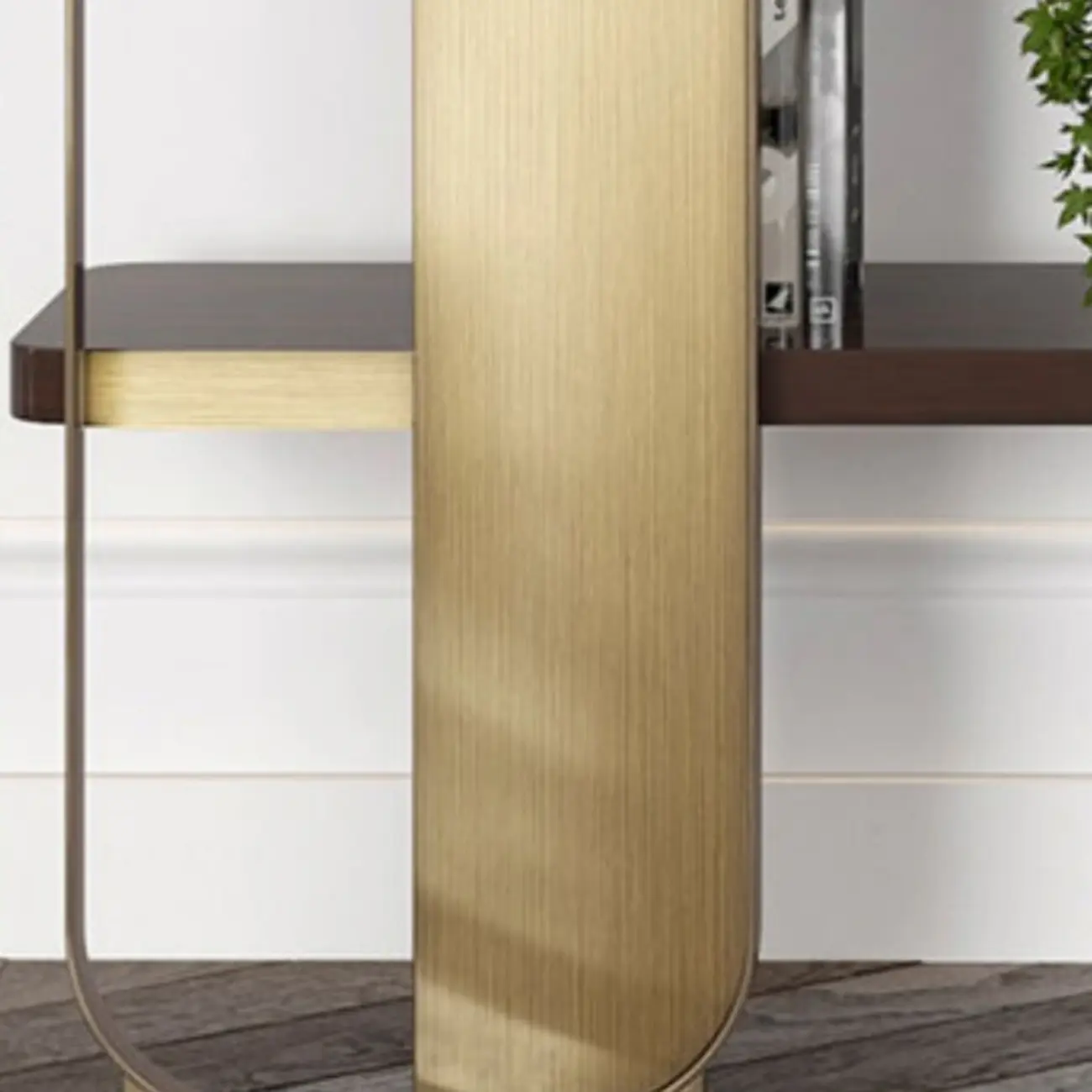 Art Deco Horizontal Wood Shelf Stainless Steel Bookshelves Image - 7 | homeyfad