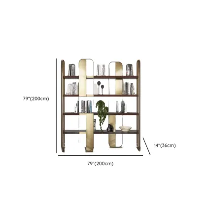 Art Deco Horizontal Wood Shelf Stainless Steel Bookshelves Image - 17