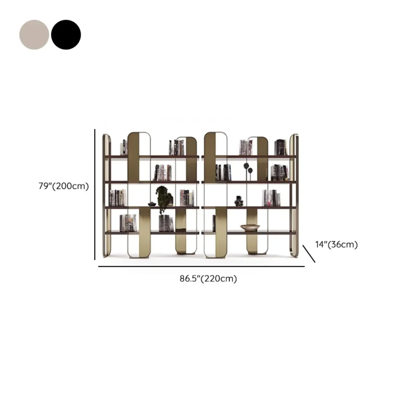 Art Deco Horizontal Wood Shelf Stainless Steel Bookshelves Image - 18