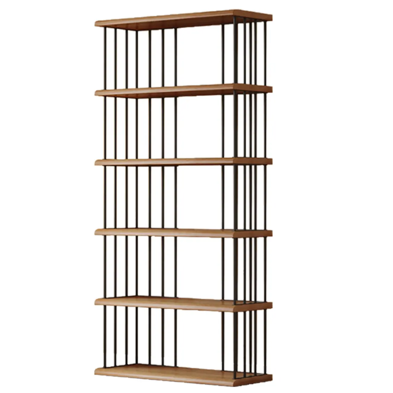 Brown Wooden 5-Shelf Open Back Organizer Bookshelf Image - 17 | homeyfad