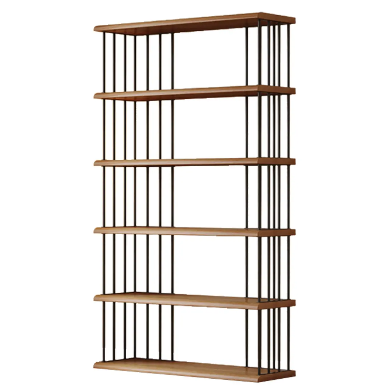 Brown Wooden 5-Shelf Open Back Organizer Bookshelf Image - 18 | homeyfad