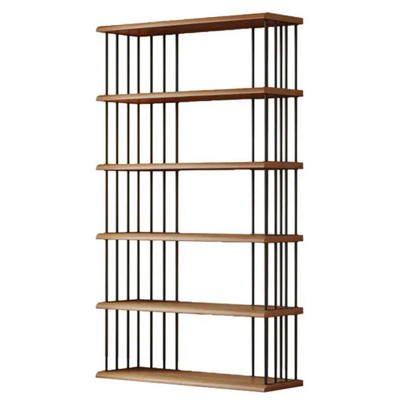 Brown Wooden 5-Shelf Open Back Organizer Bookshelf Image - 18