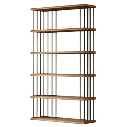 Brown Wooden 5-Shelf Open Back Organizer Bookshelf Image - 18