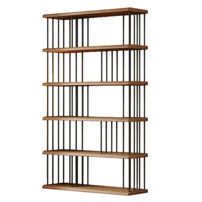 Brown Wooden 5-Shelf Open Back Organizer Bookshelf Image - 19