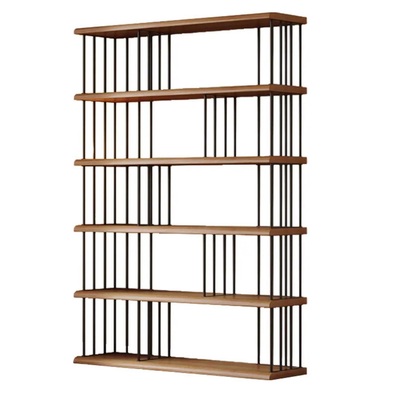 Brown Wooden 5-Shelf Open Back Organizer Bookshelf Image - 20 | homeyfad