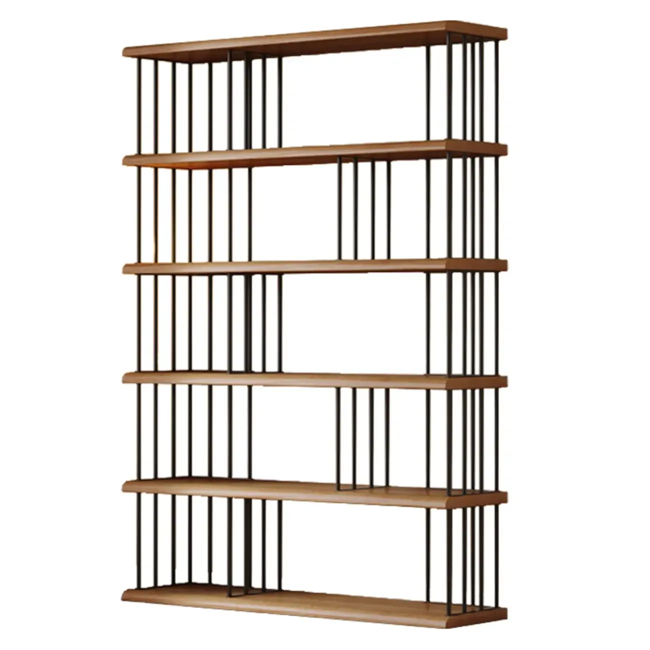 Brown Wooden 5-Shelf Open Back Organizer Bookshelf Image - 20