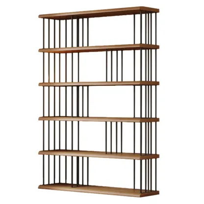 Brown Wooden 5-Shelf Open Back Organizer Bookshelf Image - 20