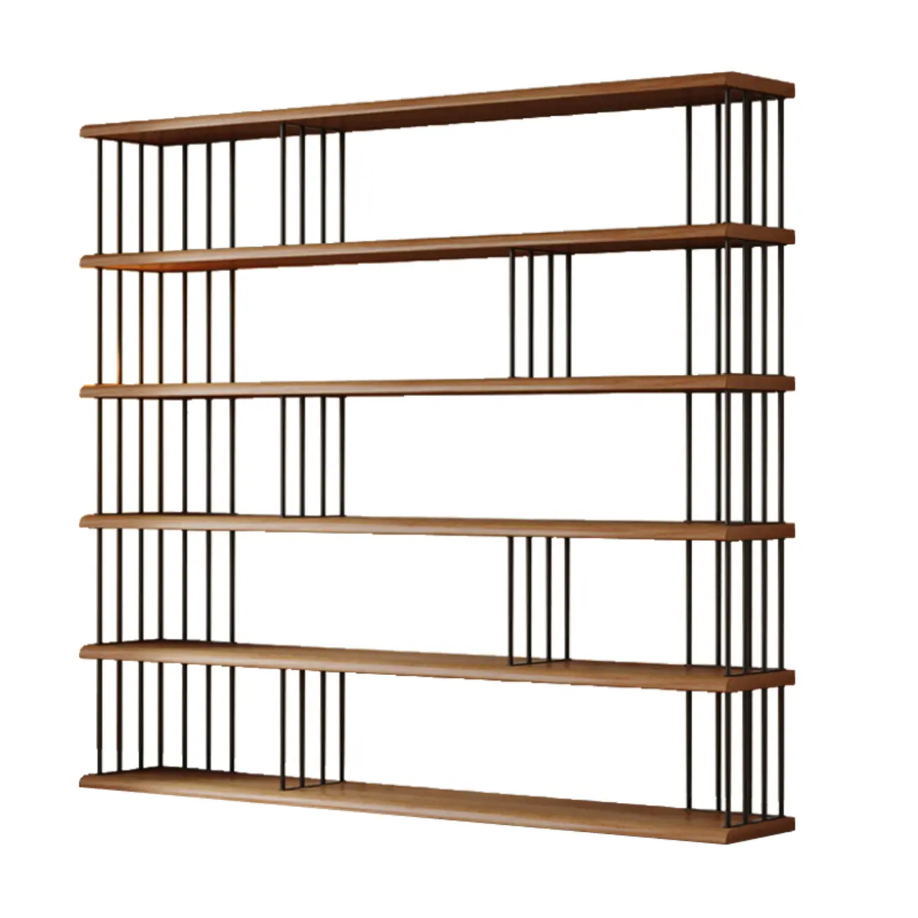 Brown Wooden 5-Shelf Open Back Organizer Bookshelf Image - 21 | homeyfad