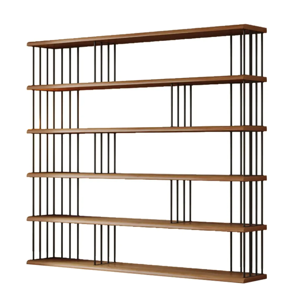 Brown Wooden 5-Shelf Open Back Organizer Bookshelf Image - 21