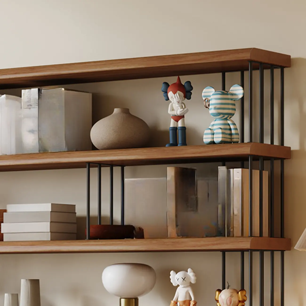 Brown Wooden 5-Shelf Open Back Organizer Bookshelf Image - 5 | homeyfad