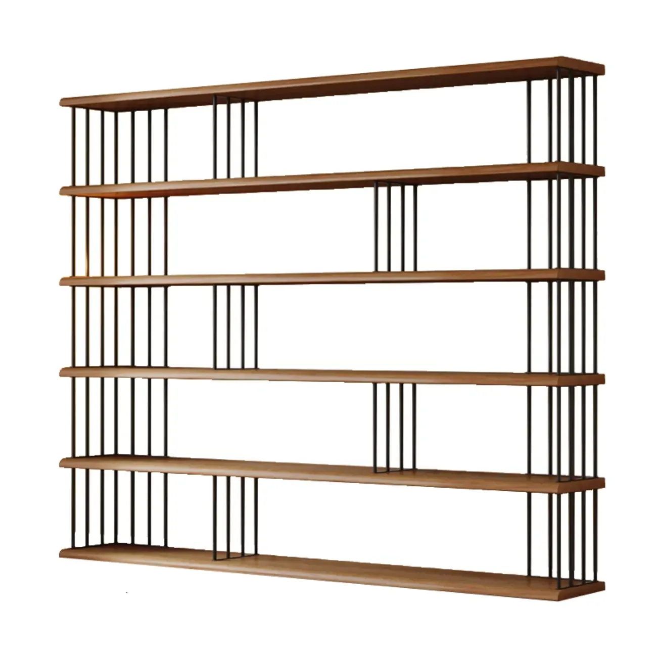 Brown Wooden 5-Shelf Open Back Organizer Bookshelf Image - 22