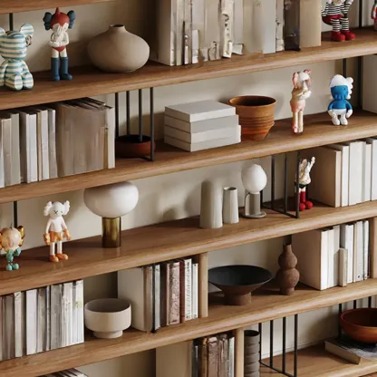 Brown Wooden 5-Shelf Open Back Organizer Bookshelf Image - 6