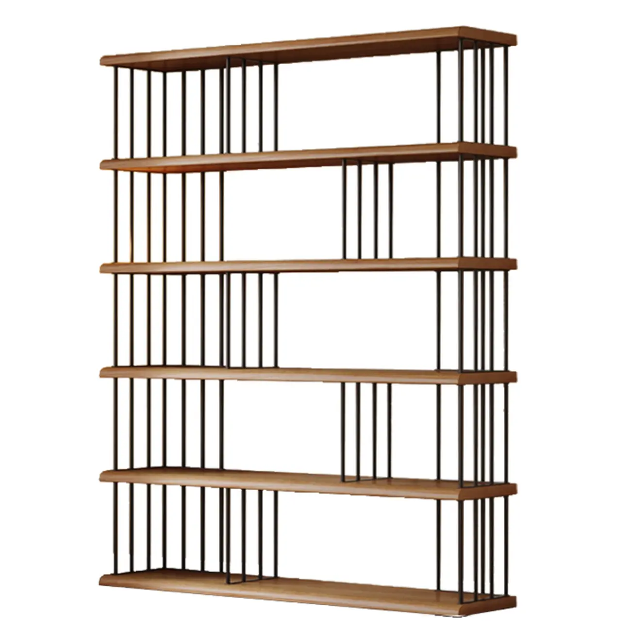 Brown Wooden 5-Shelf Open Back Organizer Bookshelf Image - 23 | homeyfad