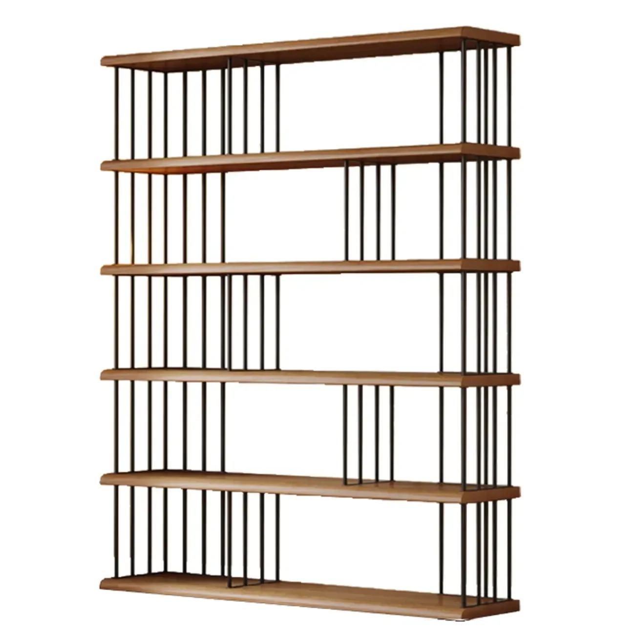 Brown Wooden 5-Shelf Open Back Organizer Bookshelf Image - 23