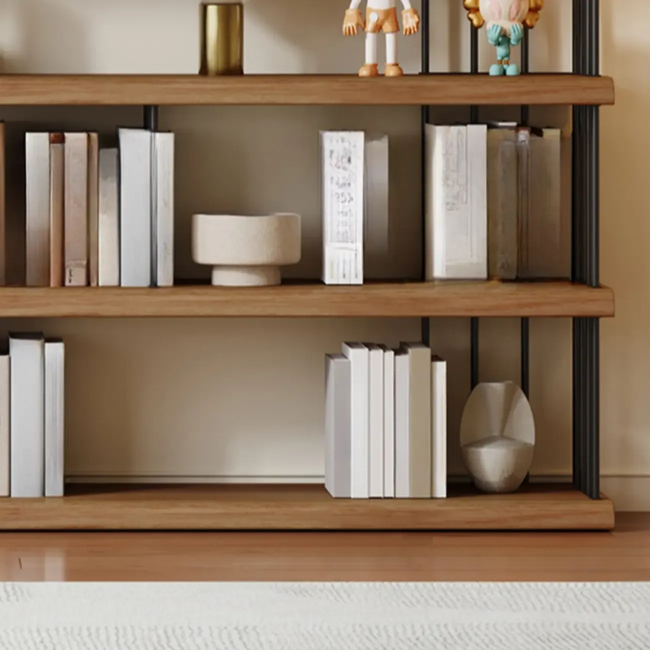 Brown Wooden 5-Shelf Open Back Organizer Bookshelf Image - 7