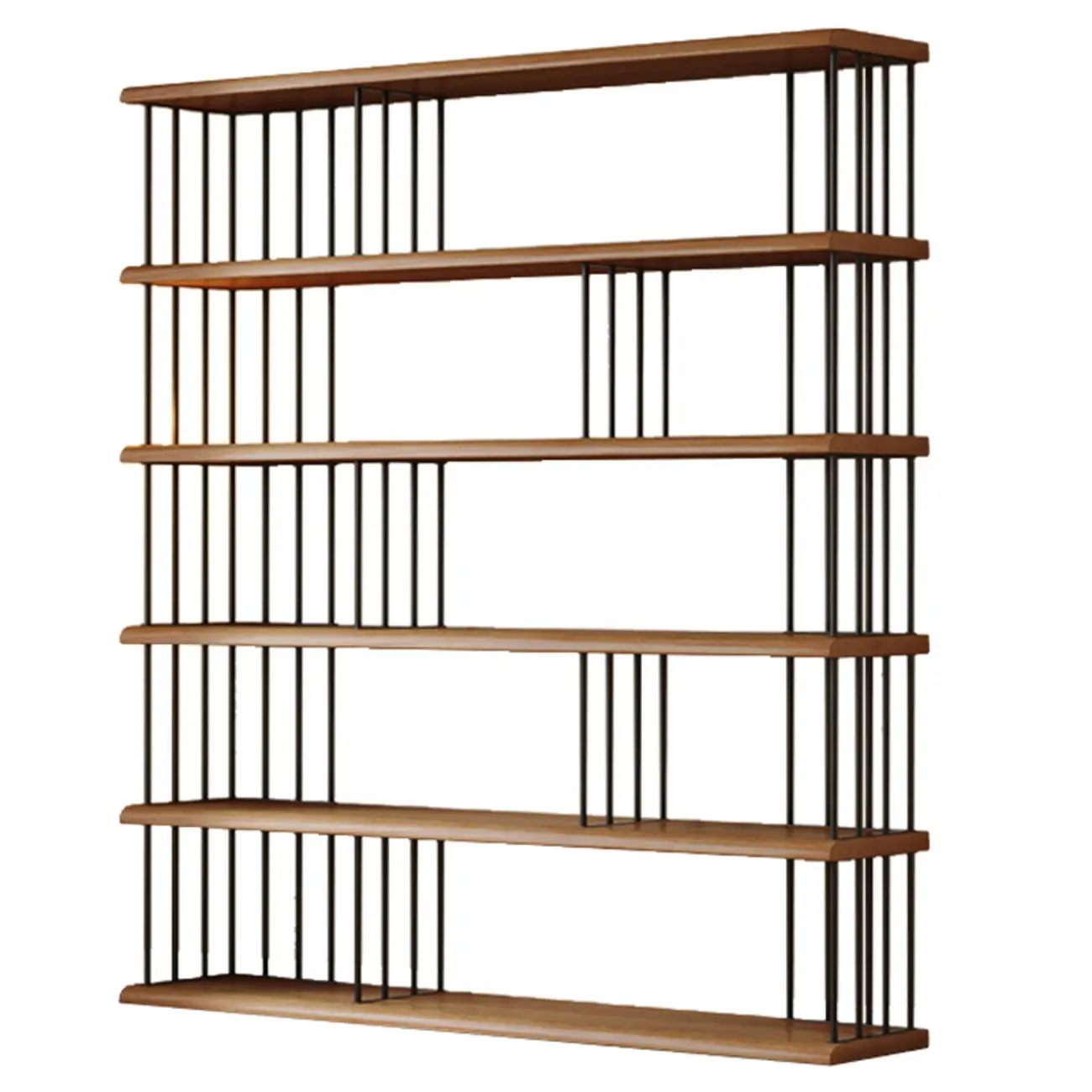 Brown Wooden 5-Shelf Open Back Organizer Bookshelf Image - 24 | homeyfad