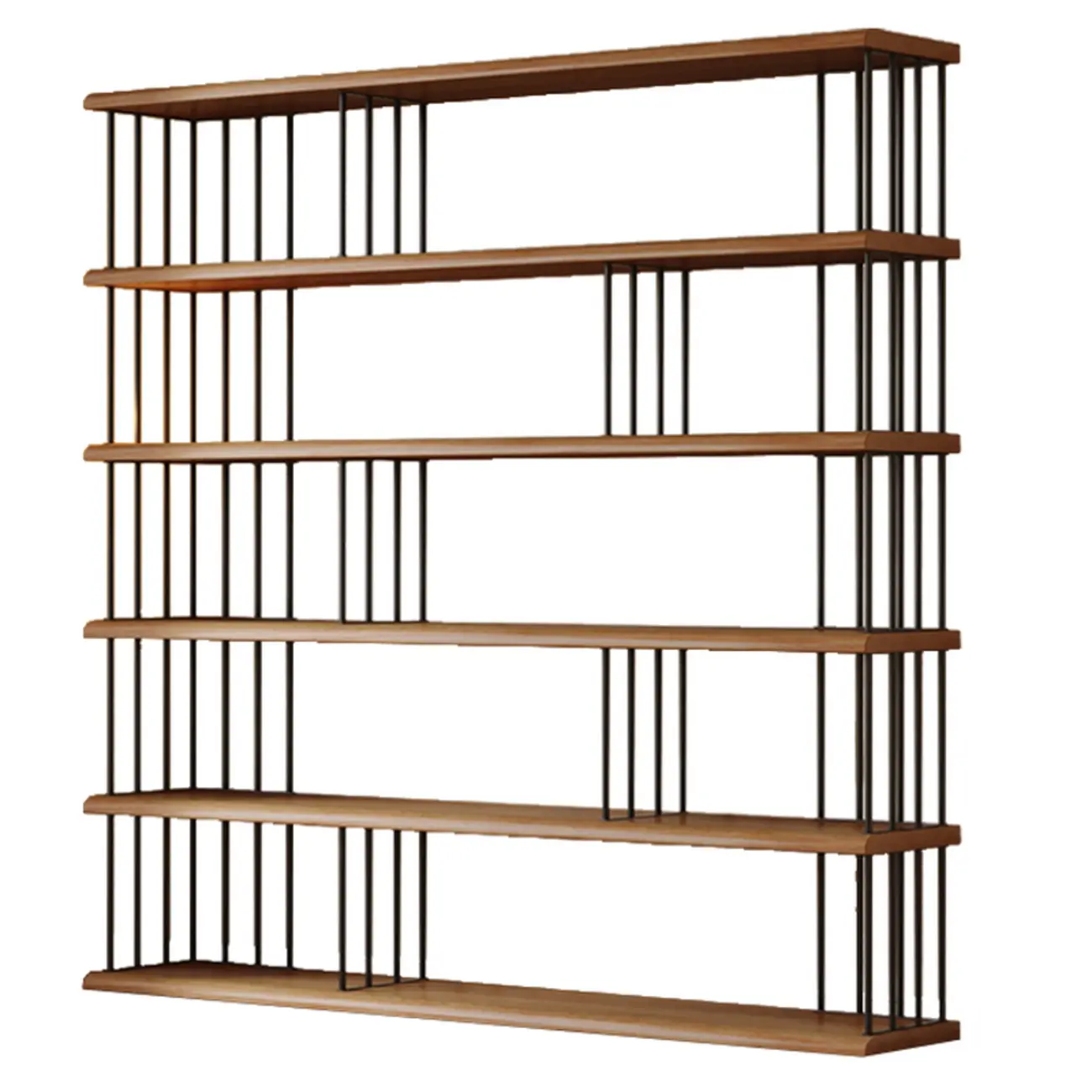 Brown Wooden 5-Shelf Open Back Organizer Bookshelf Image - 25 | homeyfad