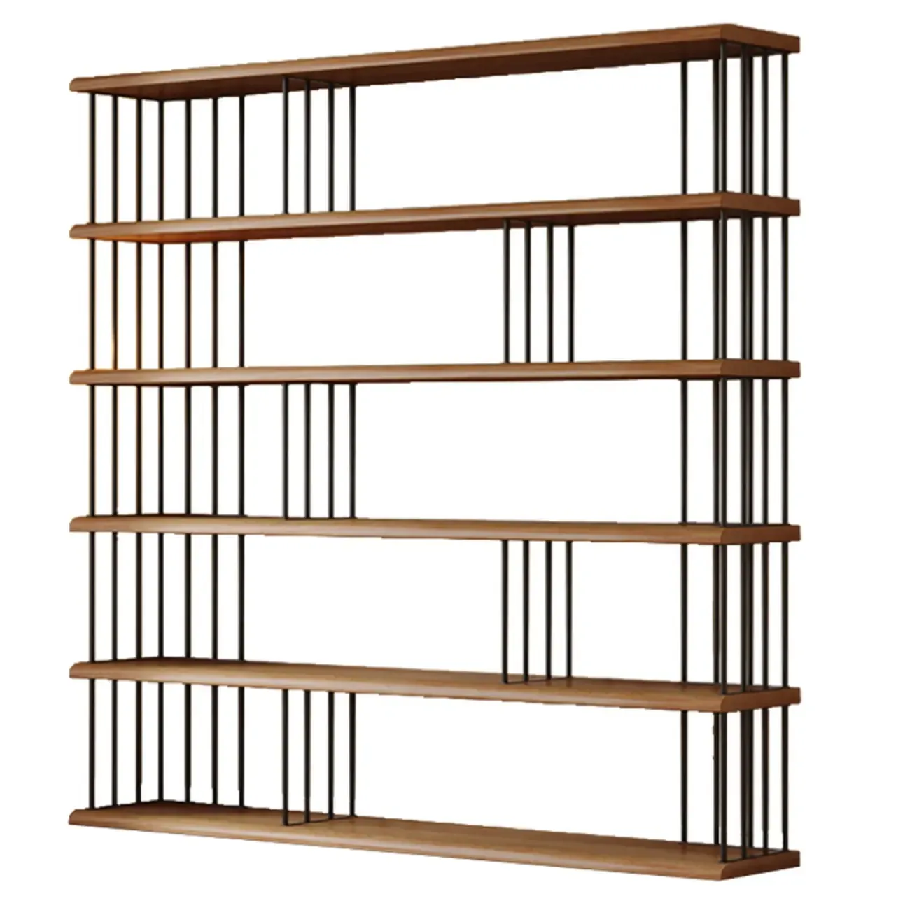 Brown Wooden 5-Shelf Open Back Organizer Bookshelf Image - 25
