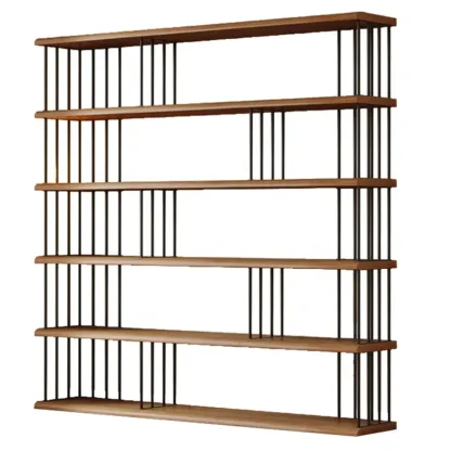 Brown Wooden 5-Shelf Open Back Organizer Bookshelf Image - 25