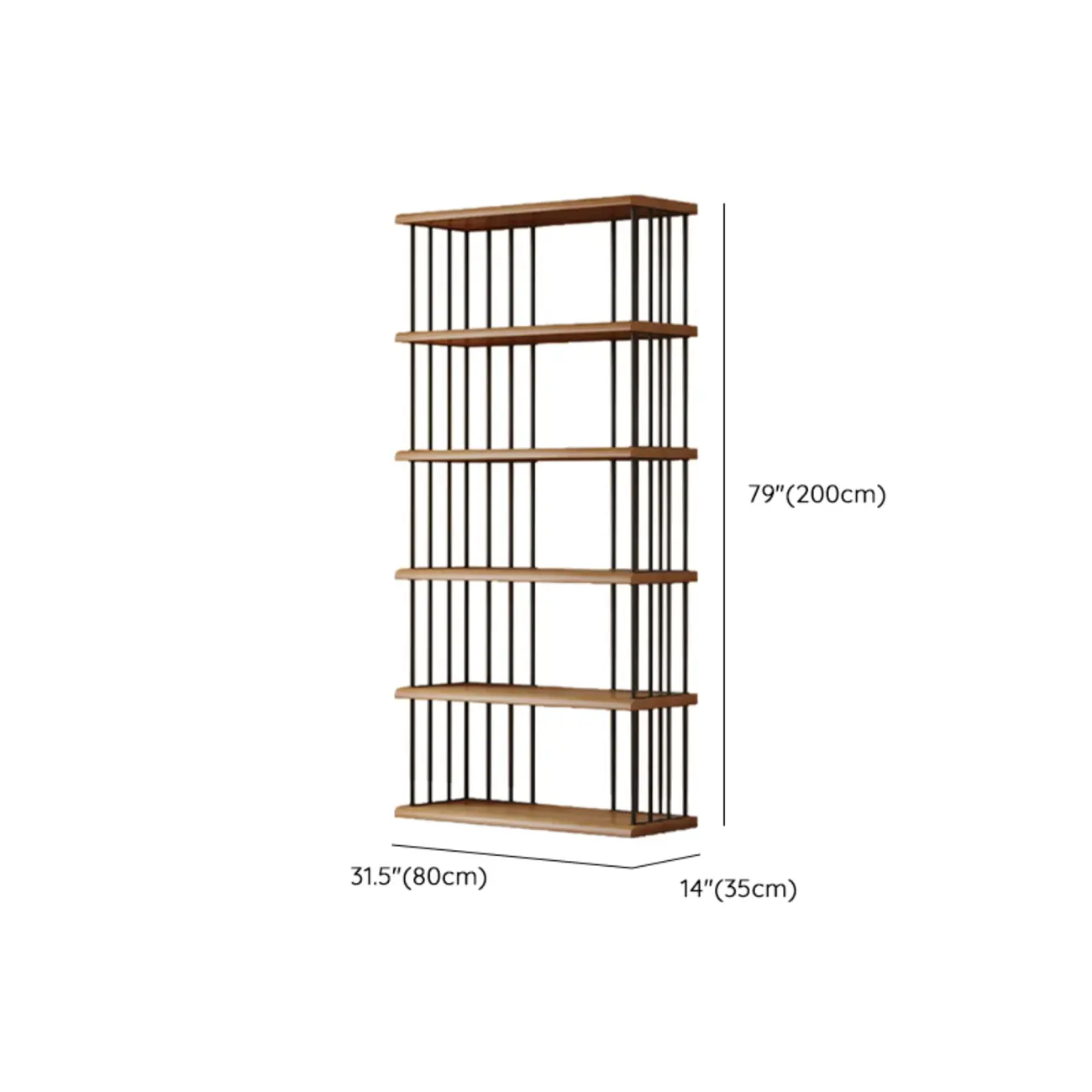 Brown Wooden 5-Shelf Open Back Organizer Bookshelf #size | homeyfad