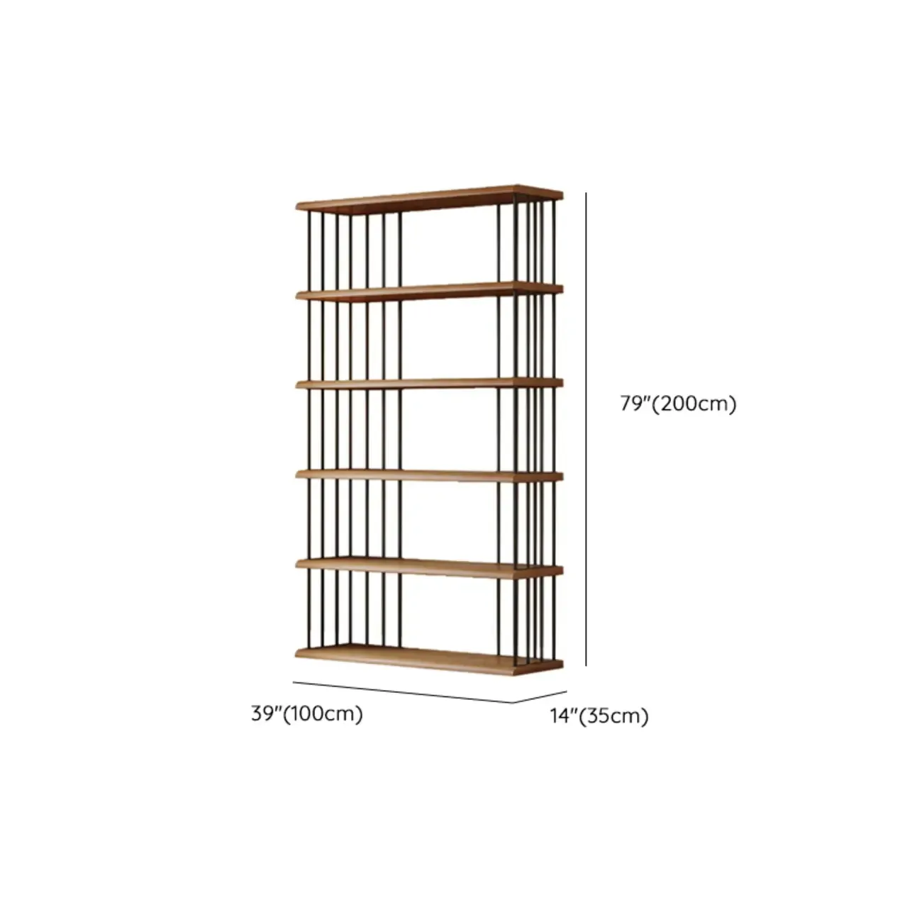 Brown Wooden 5-Shelf Open Back Organizer Bookshelf Image - 9