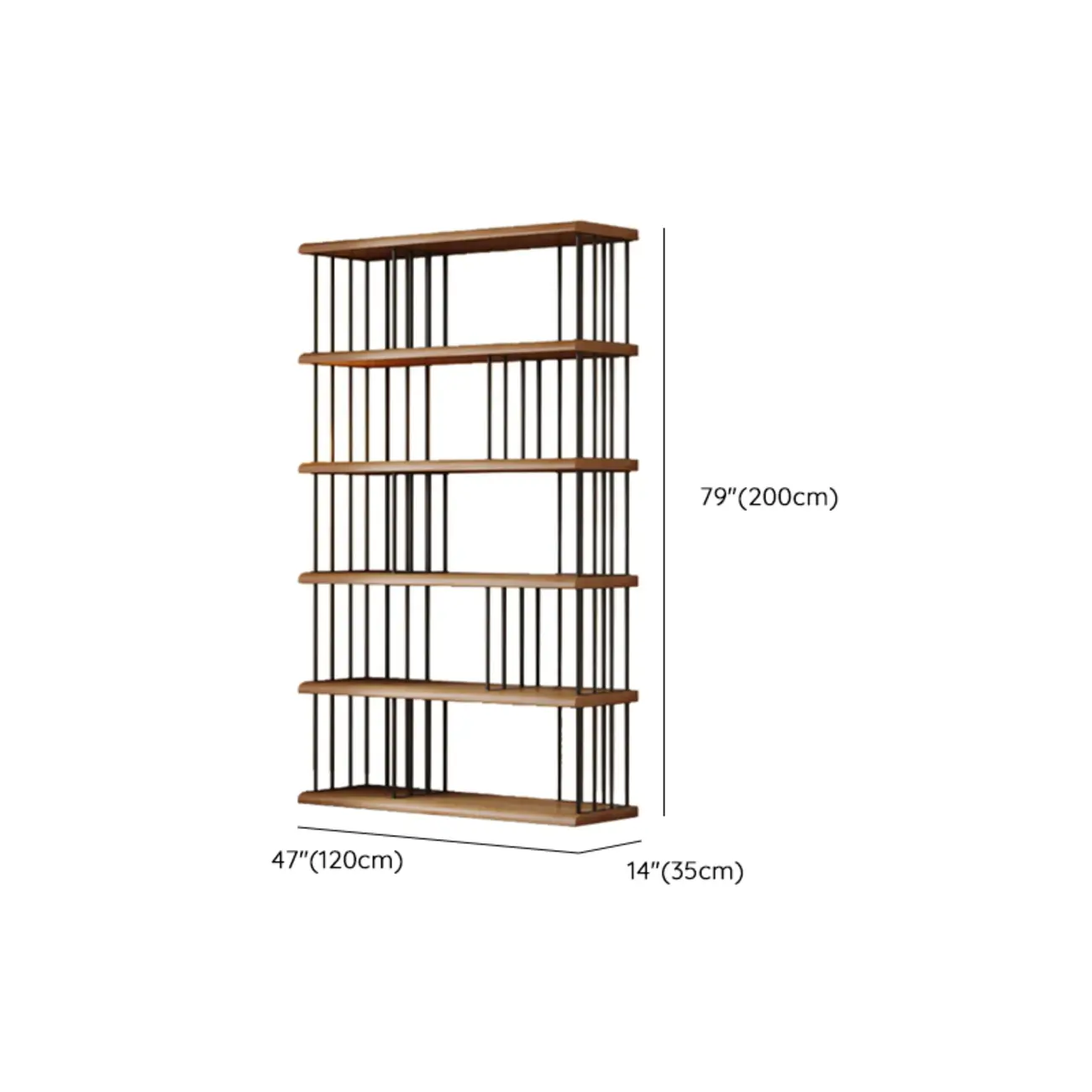 Brown Wooden 5-Shelf Open Back Organizer Bookshelf Image - 10 | homeyfad