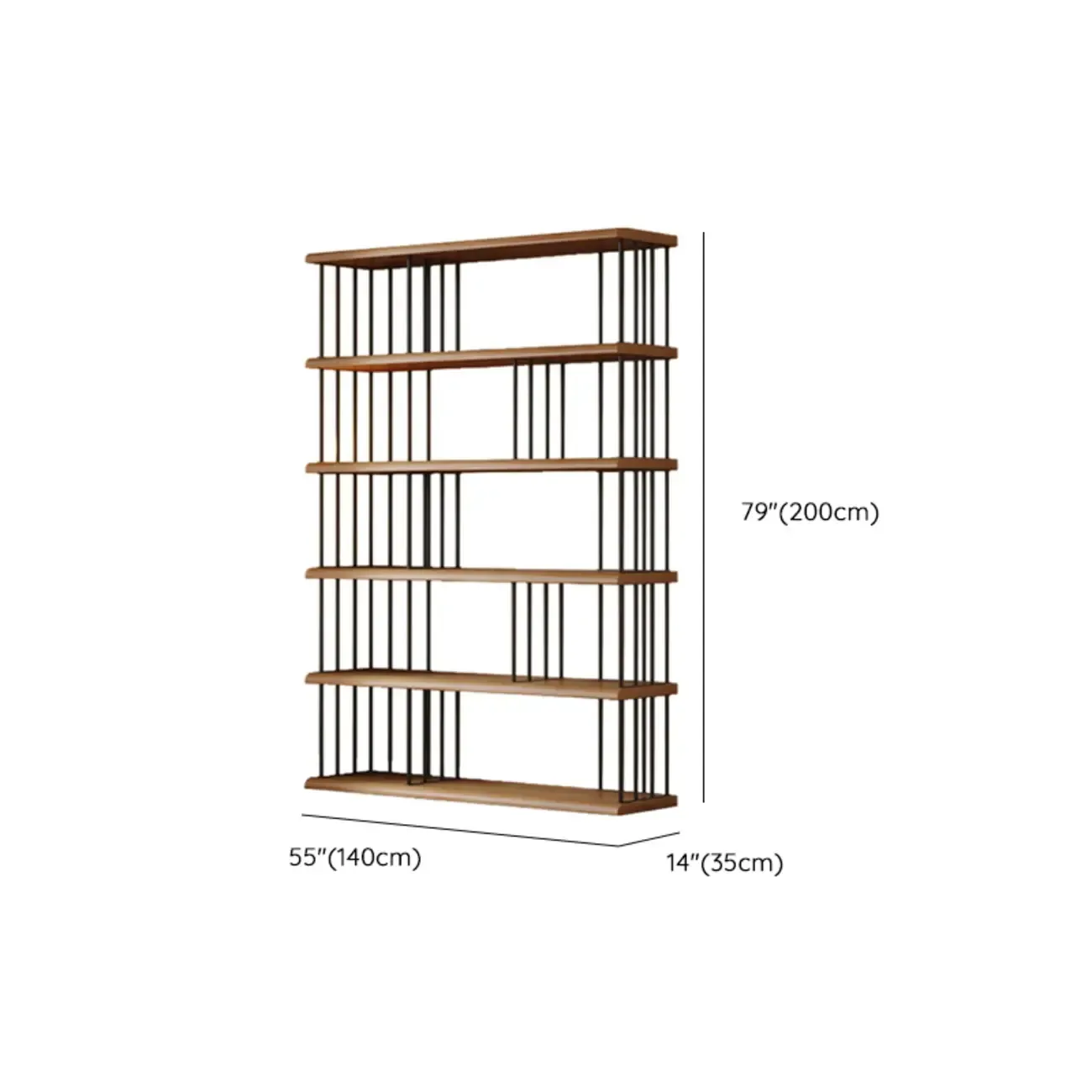 Brown Wooden 5-Shelf Open Back Organizer Bookshelf Image - 11