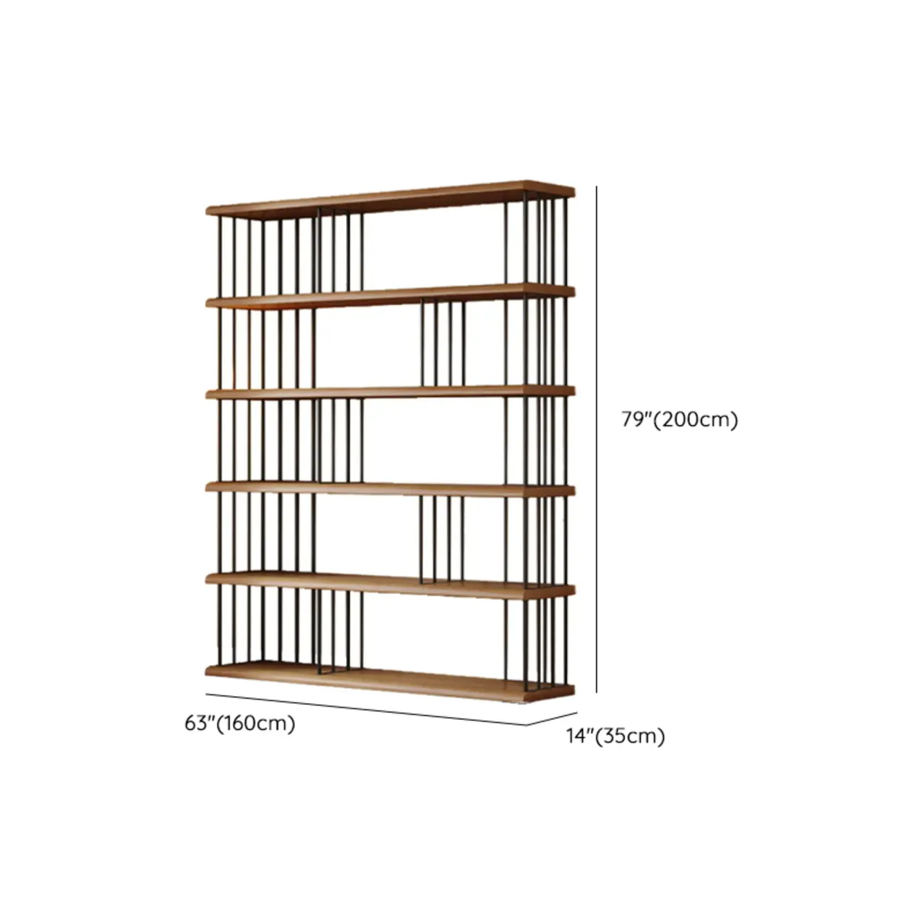 Brown Wooden 5-Shelf Open Back Organizer Bookshelf Image - 12 | homeyfad
