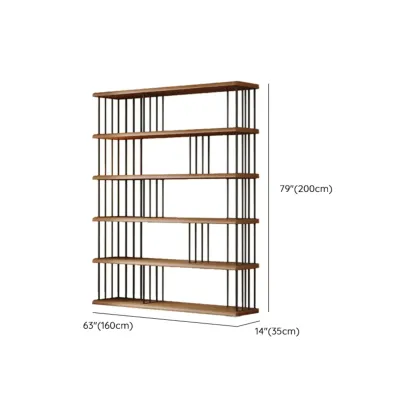 Brown Wooden 5-Shelf Open Back Organizer Bookshelf Image - 12
