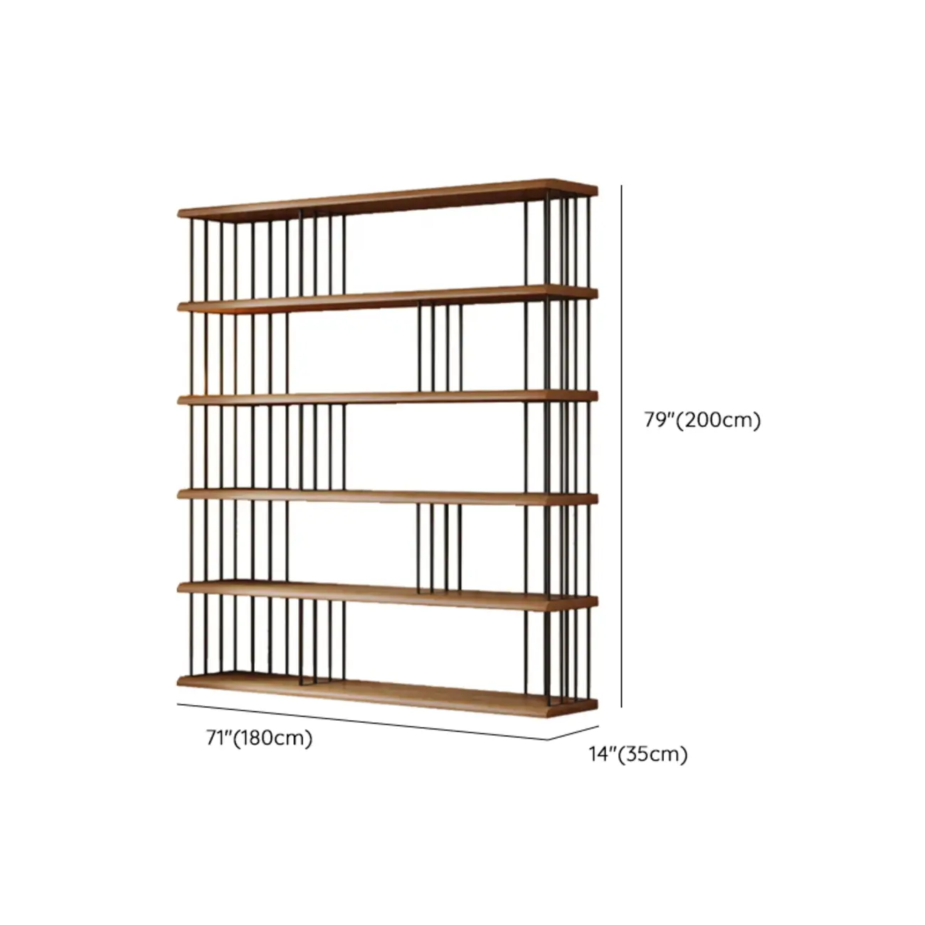 Brown Wooden 5-Shelf Open Back Organizer Bookshelf Image - 13 | homeyfad