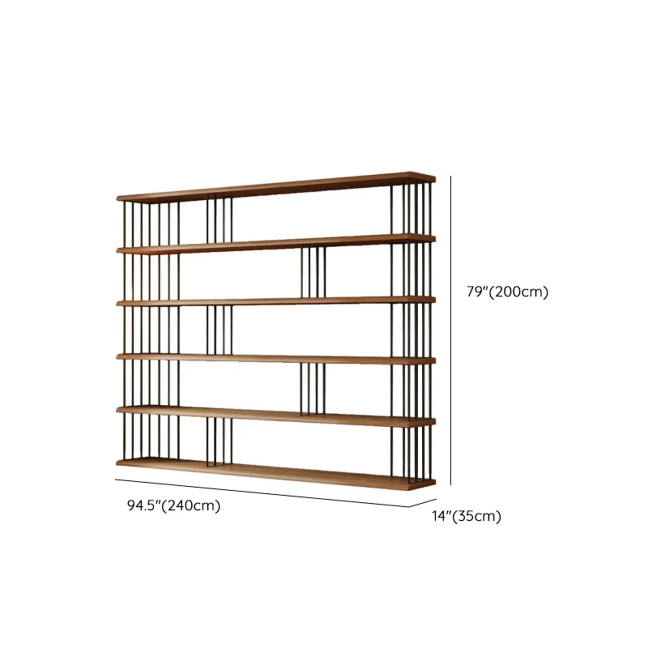 Brown Wooden 5-Shelf Open Back Organizer Bookshelf Image - 14 | homeyfad