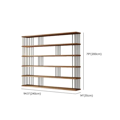 Brown Wooden 5-Shelf Open Back Organizer Bookshelf Image - 14