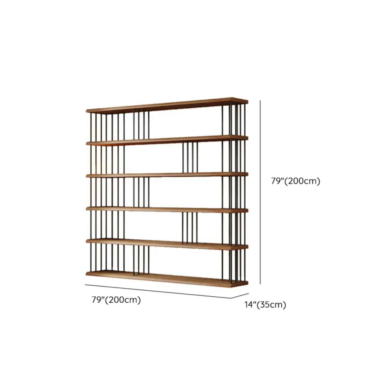 Brown Wooden 5-Shelf Open Back Organizer Bookshelf Image - 15 | homeyfad