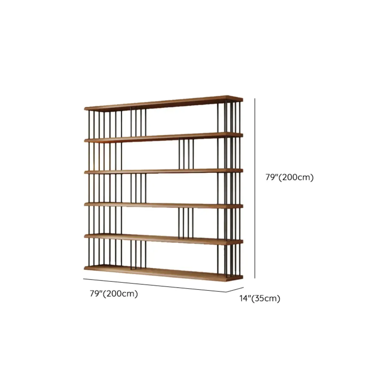 Brown Wooden 5-Shelf Open Back Organizer Bookshelf Image - 15