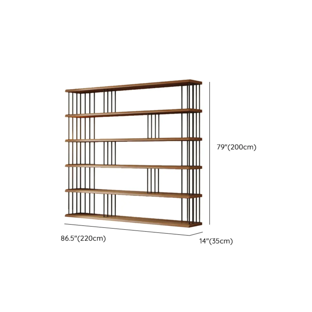 Brown Wooden 5-Shelf Open Back Organizer Bookshelf Image - 16 | homeyfad