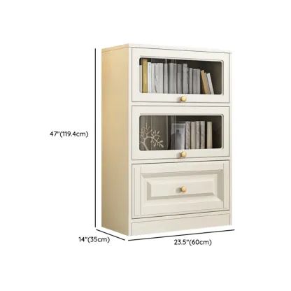 White Standard Wooden Cabinet Bookcase with Doors Image - 16