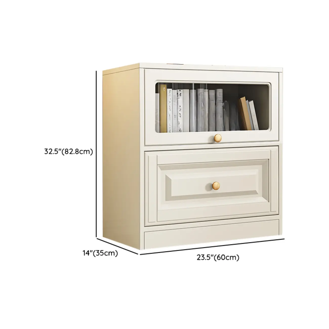 White Standard Wooden Cabinet Bookcase with Doors Image - 17 | homeyfad