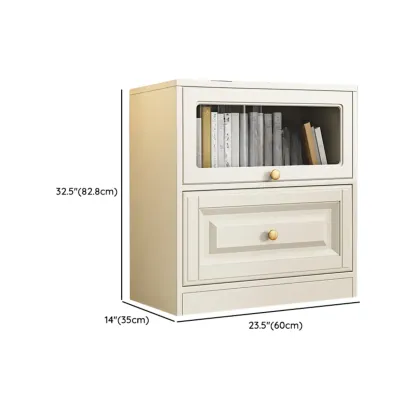 White Standard Wooden Cabinet Bookcase with Doors Image - 17