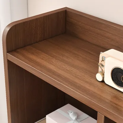 Modern Wide 3-Tier Wood Brown Horizontal Bookcase Image - 10