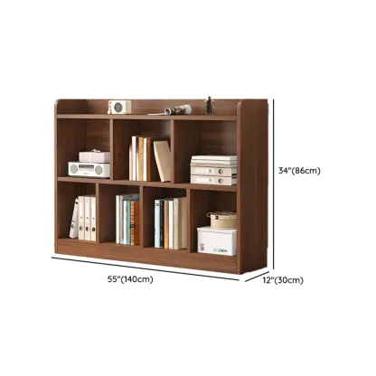 Modern Wide 3-Tier Wood Brown Horizontal Bookcase Image - 18