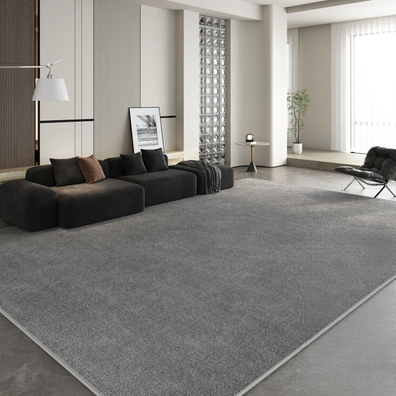 Modern Gray Loop Velvet Rectangle Area Rug Image - 1 | homeyfad