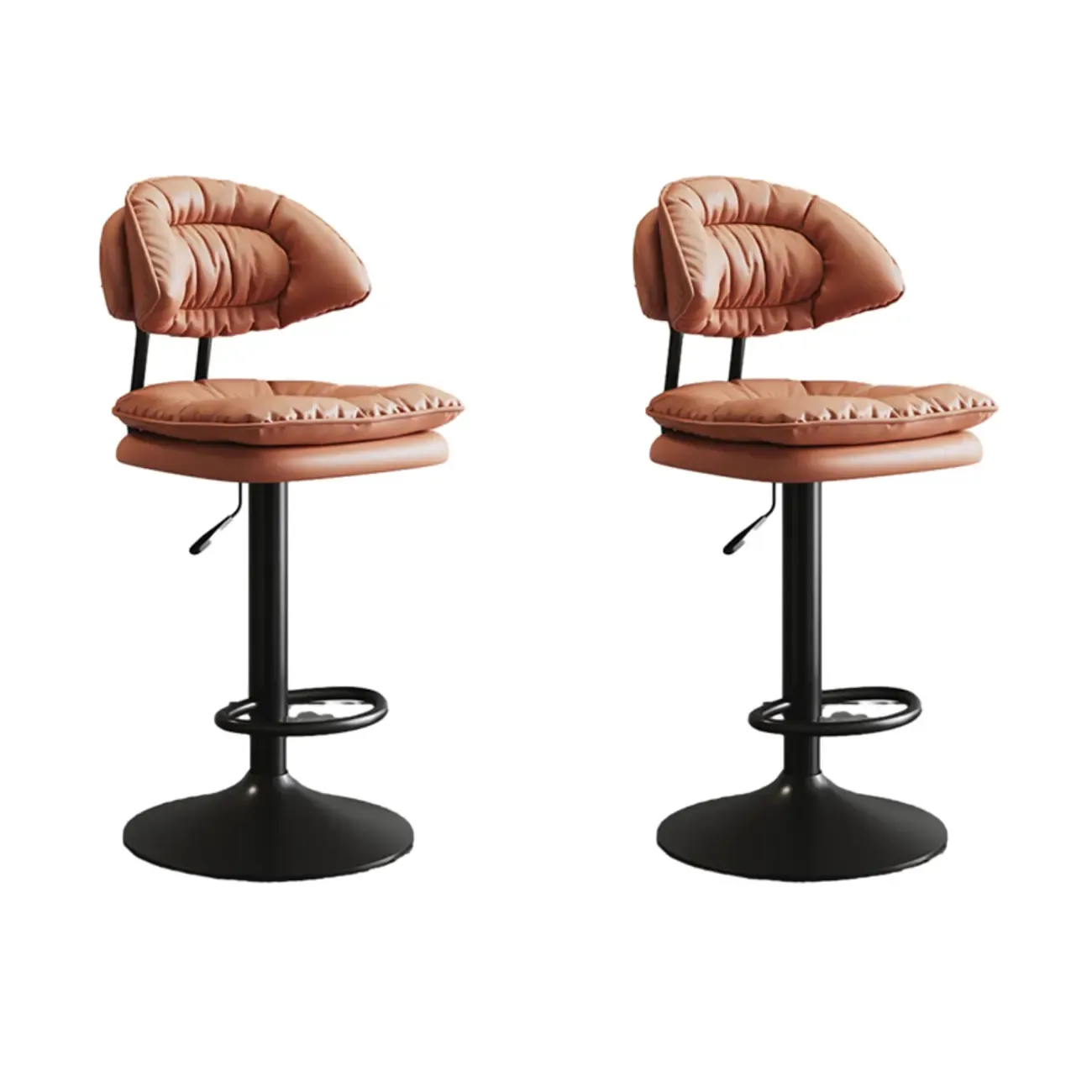 Metal Swivel Adjustable Square Upholstered Bar Stool Image - 14